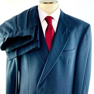 Hart Schaffner Marx 45L 2 Piece Suit Blue Glen Plaid 38x31 Long Tall